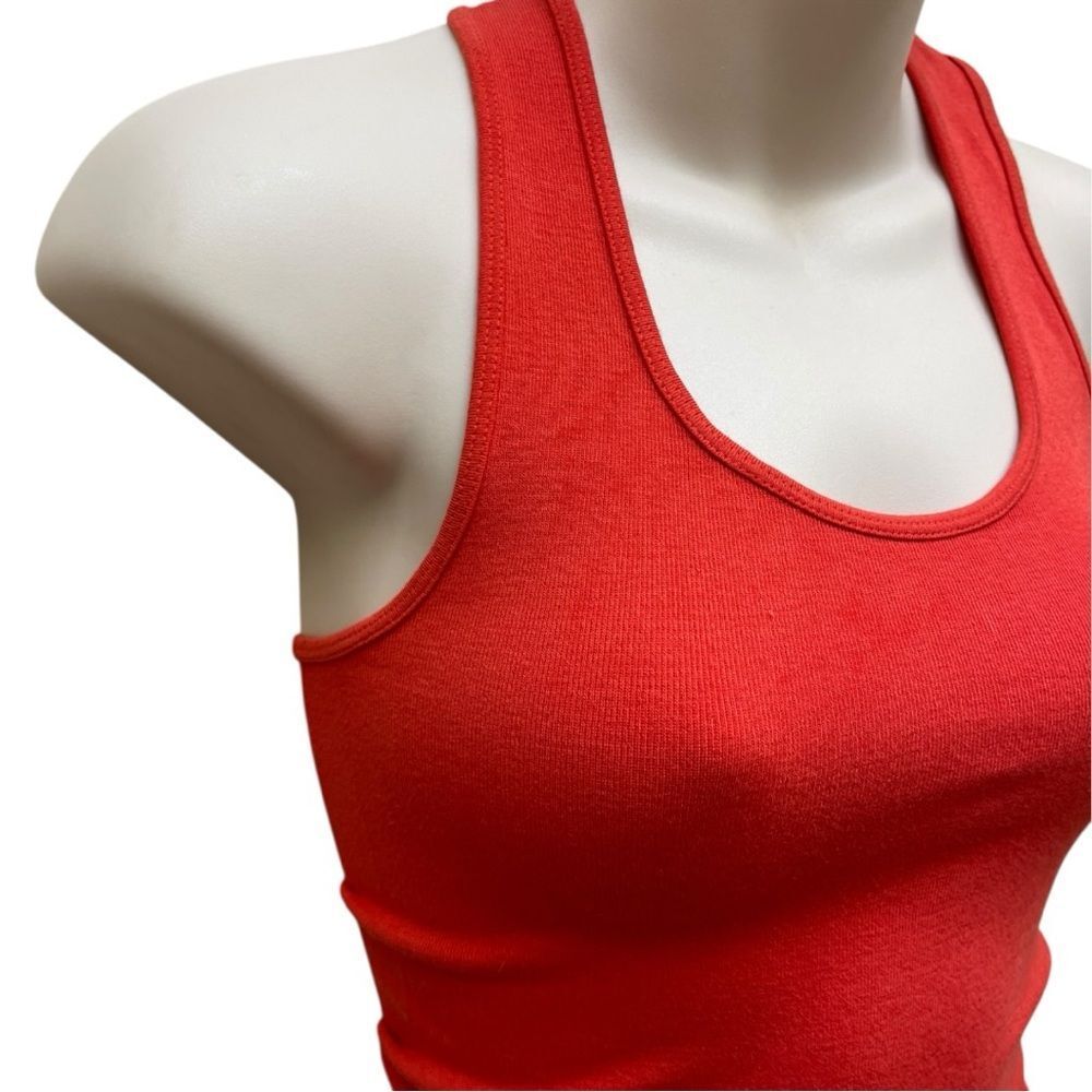 NWT Red Ribbed Racerback Tank Top Fitted Stretch Basic Layering Top - Picture 3 of 6
